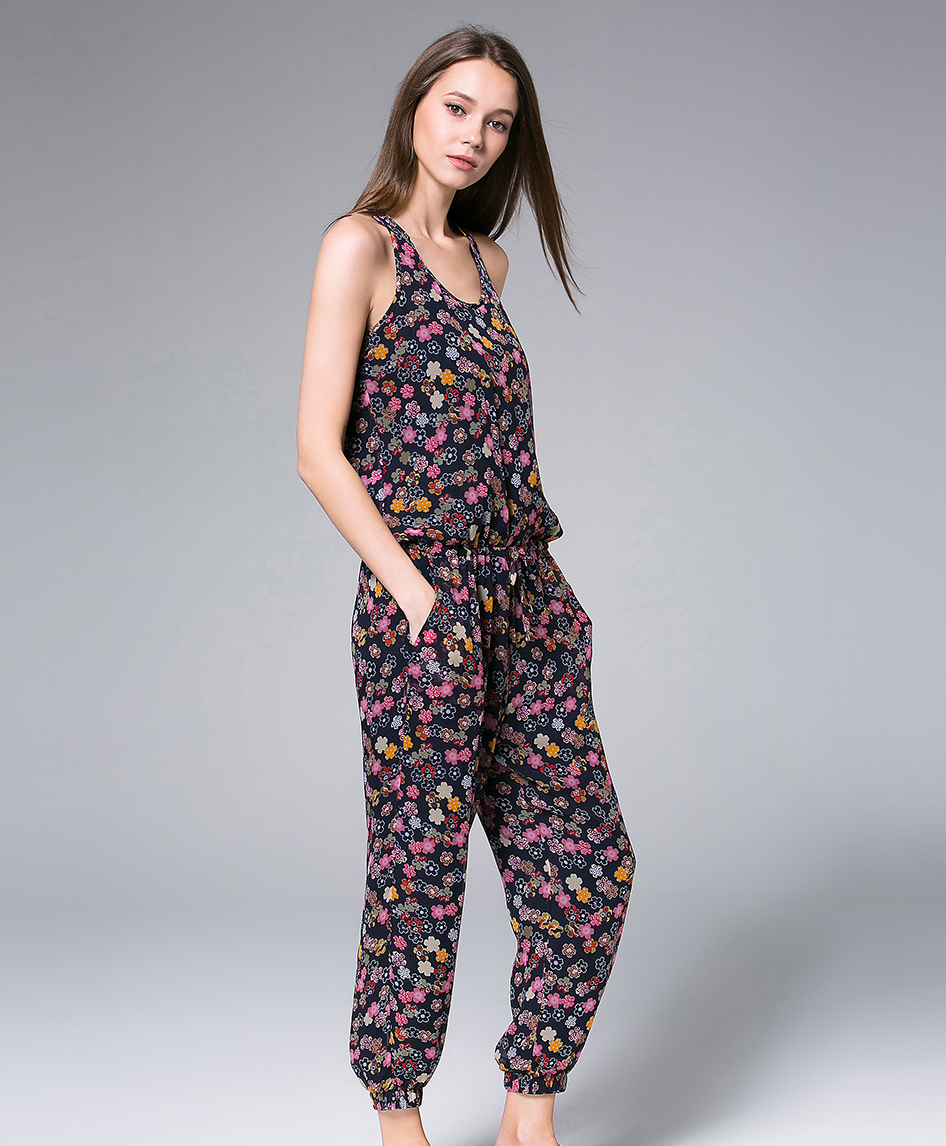 Jumpsuits -  Cherry Blossom Printed Silk Jumpsuit